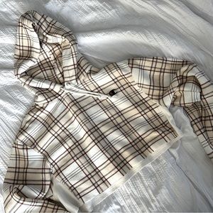 Plaid Champion Cropped Hoodie Size XS